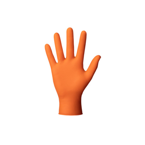 MANUSI DIN NITRIL CULOARE ORANGE STRUCTURA DIAMANTATA M SET 50BUC
