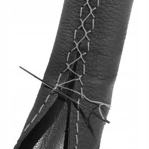 HUSA VOLAN CU SNUR PIELE NATURALA NEGRU 49-50 cm