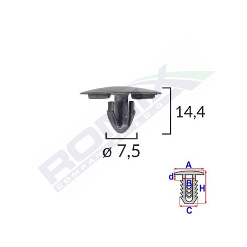 CLEMA CAPAC MOTOR PENTRU LEXUS/TOYOTA 7.5X14.4MM - NEGRU SET 10 BUC