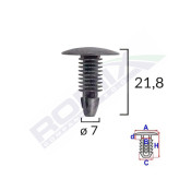 CLIPS TAPITERIE PENTRU HONDA/HYUNDAI/TOYOTA 7X21.8MM - NEGRU SET 10 BUC