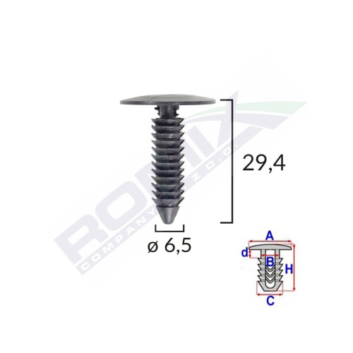 CLIPS TAPITERIE PENTRU GM 6.5X29.4MM - NEGRU SET 10 BUC