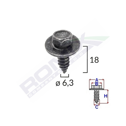 SURUB CU CAP HEXAGONAL CU DIAMETRU 6.2 MM SET 10 BUC