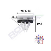 CLIPS FIXARE ELEMENTE EXTERIOR PENTRU FORD, OPEL, CHEVROLET 11.1X19.8X20.1MM GRI - SET 10 BUC