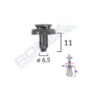 CLIPS FIXARE PENTRU TOYOTA  6.5X11MM NEGRU SET 10 BUC