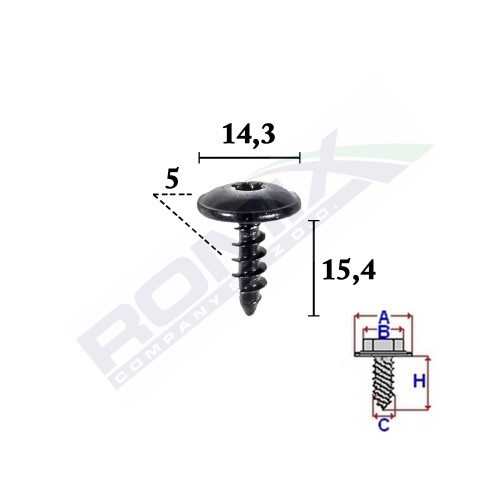 SURUB FIXARE PENTRU AUDI,VW, SKODA  5X15.4MM SET 10 BUC