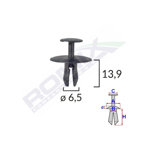 CLIPS FIXARE PENTRU CITROEN/PEUGEOT 6.5X13.9MM - NEGRU SET 10 BUC