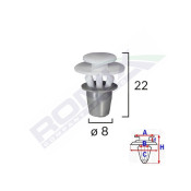 CLIPS FIXARE ELEMENTE EXTERIOARE PENTRU SEAT VW 8X22MM - ALB SET 10 BUC