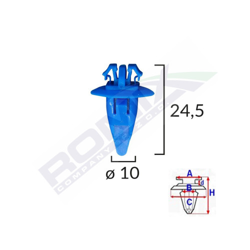 CLIPS FIXARE ELEMENTE EXTERIOARE PENTRU TOYOTA 10X24.5 - ALBASTRU SET 10 BUC